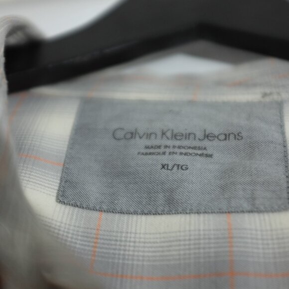 Calvin Klein Jeans plaid snap button down shirt 100% cotton XL - Picture 3 of 9